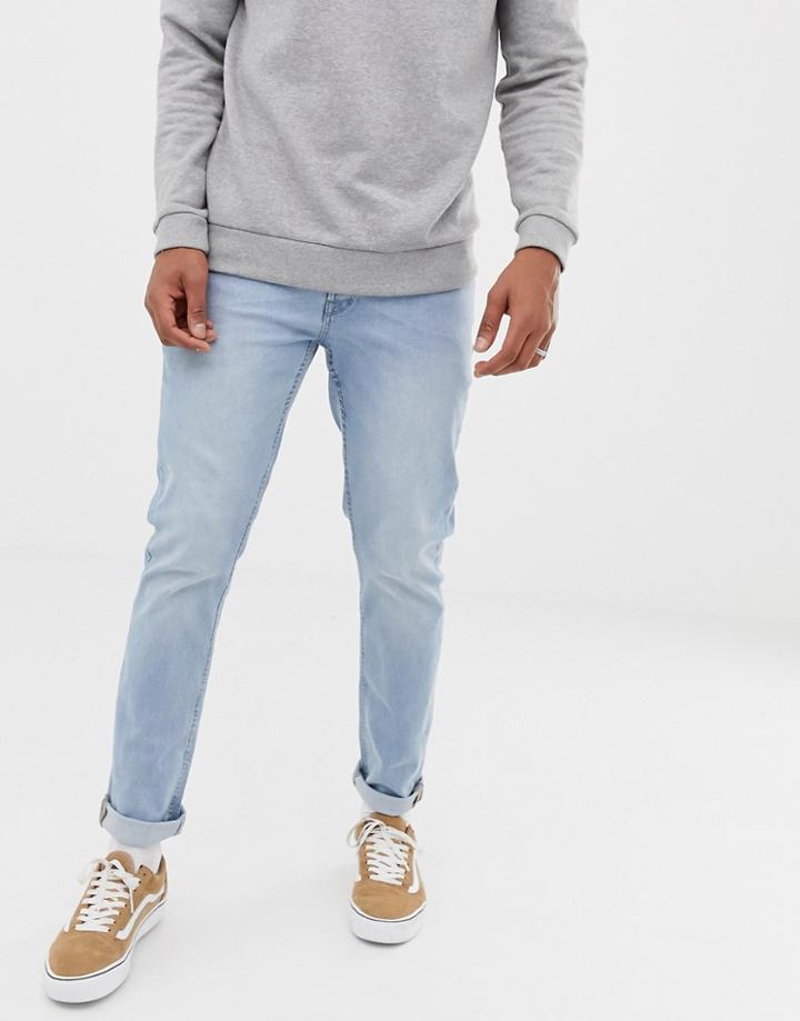Solid Skinny Fit Jean In Light Blue Wash - Blue