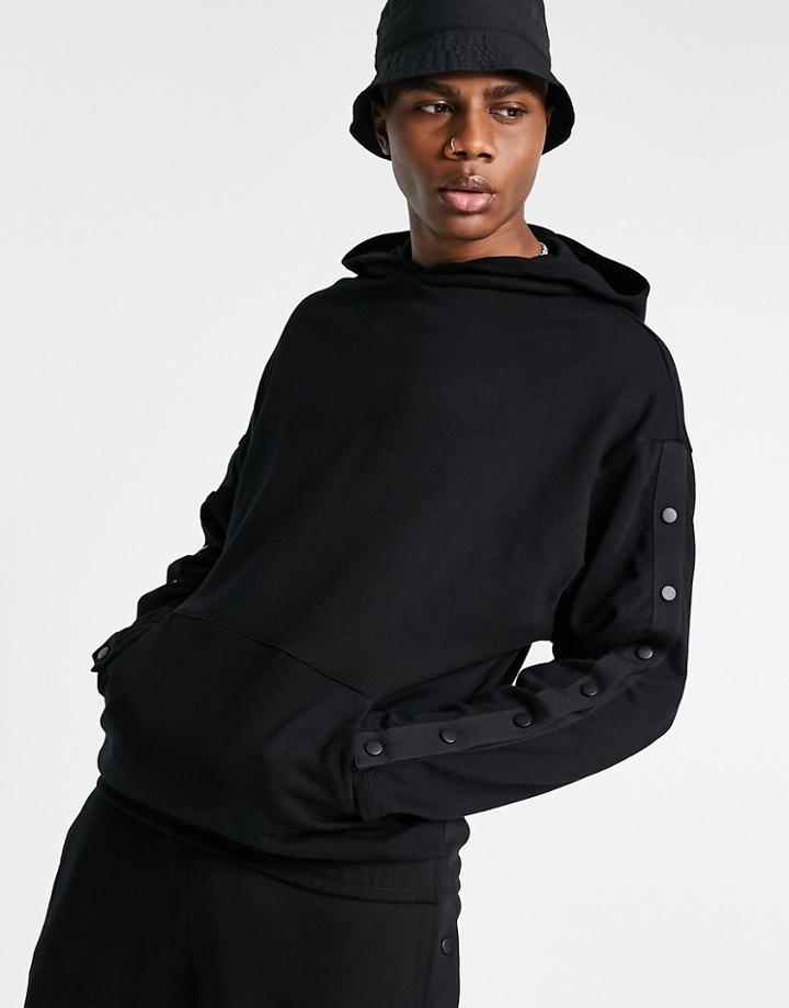 Asos Design Set Oversized Hoodie With Snaps In Black