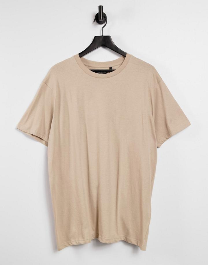 Brave Soul Oversized T-shirt In Stone-neutral