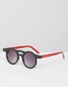 Jeepers Peepers Round Sunglasses In Black/red - Black