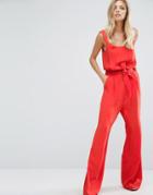Boss Orange Tie Waist Jumpsuit - Red