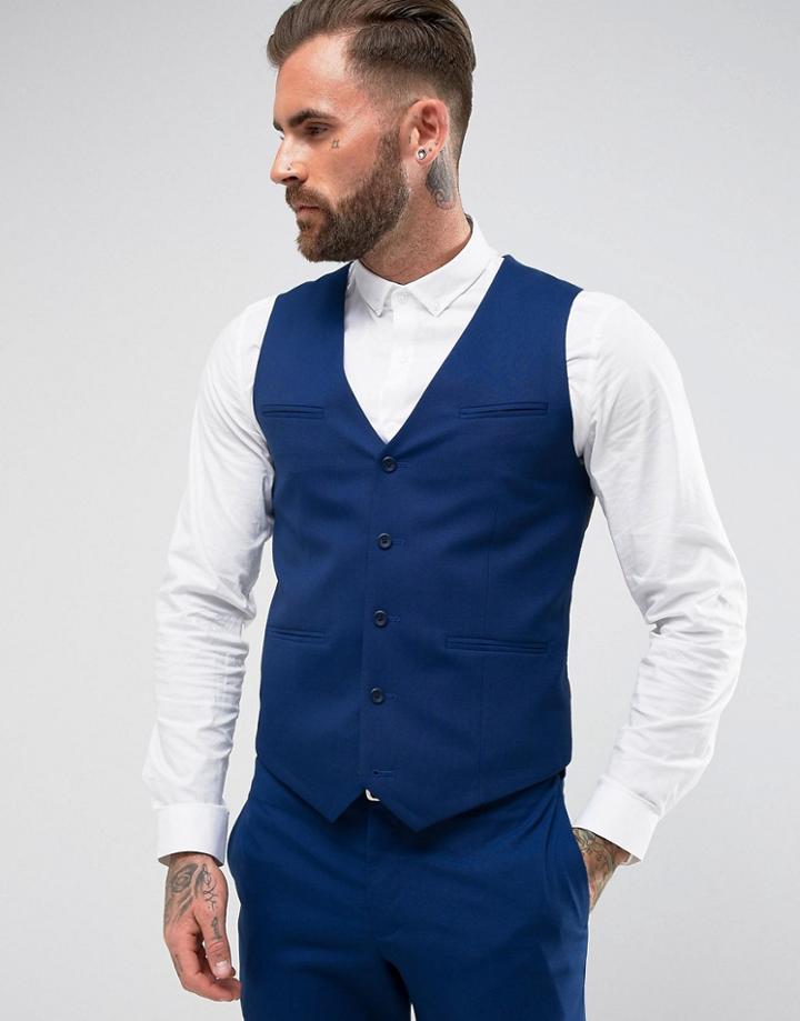 Asos Slim Vest In Royal Blue - Blue