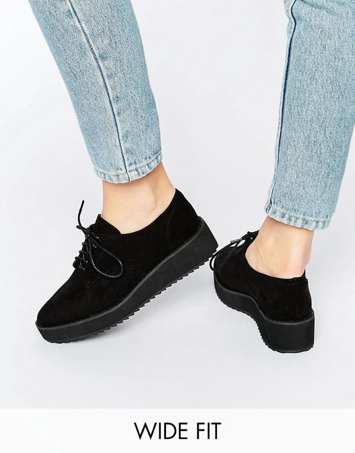 New Look Wide Fit Chunky Brogues - Black