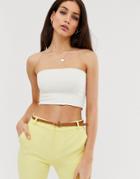 Stradivarius Jersey Bandeau With Structure In White - White