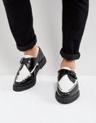 Asos Monk Creeper Shoes In Black And White Leather - Black