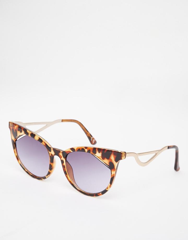 Asos Cat Eye Sunglasses With Square Corner Lens - Tort