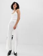 Emory Park Wide Leg Pants With Ruched Waistband-white
