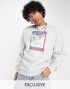 Reclaimed Vintage Inspired Relaxed Sweatshirt With Ski Scene In Gray Heather-grey