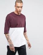 Asos Oversized T-shirt With Color Block - Red