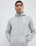Nike Club Full Zip Hoodie In Gray