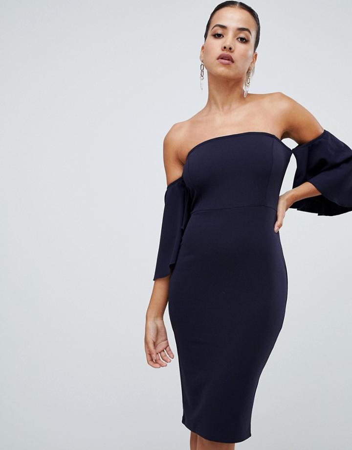 Ax Paris Off The Shoulder Midi Dress - Navy