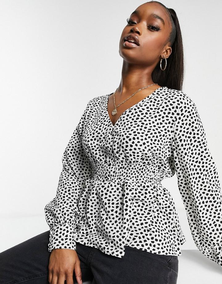 Missguided Blouse With Shirred Waist In White