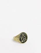 Reclaimed Vintage Inspired St. Christopher Signet Ring In Burnished Gold Exclusive To Asos