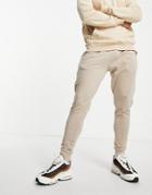 Asos Design Skinny Sweatpants In Beige-neutral