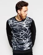 Only & Sons Mesh Sweatshirt With All Over Print - Black