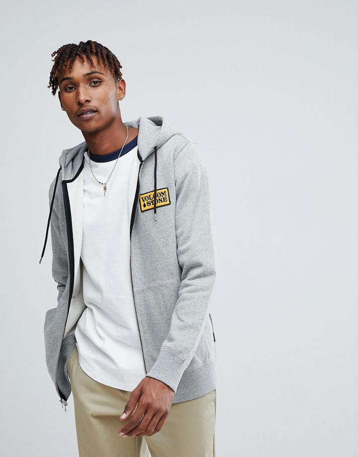 Volcom Zip Through Hoodie With Logo In Gray - Gray