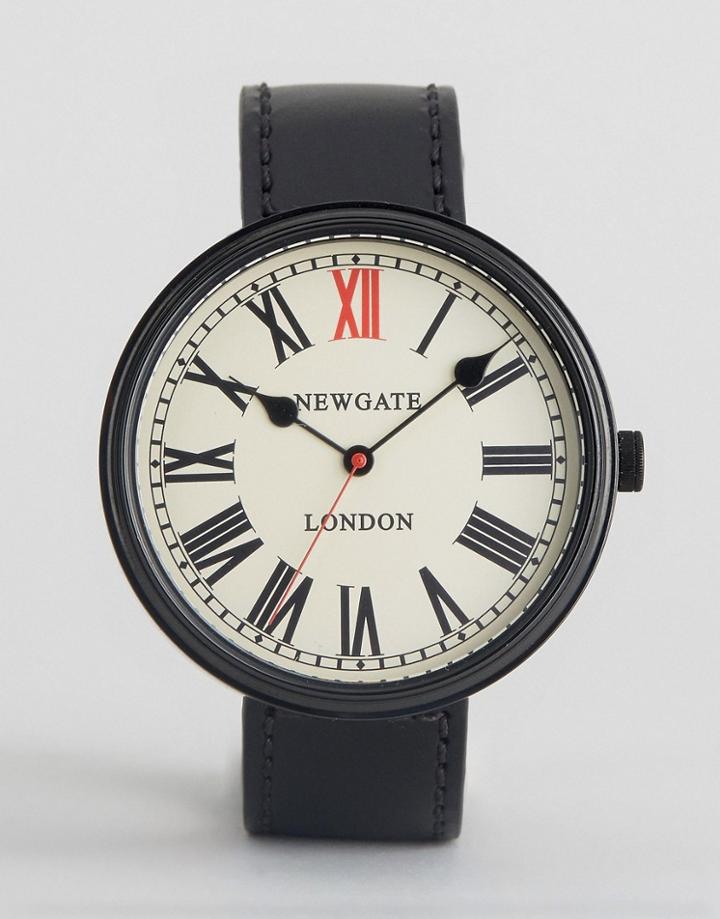 Newgate Black Leather Strap Watch - Black