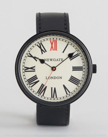 Newgate Black Leather Strap Watch - Black