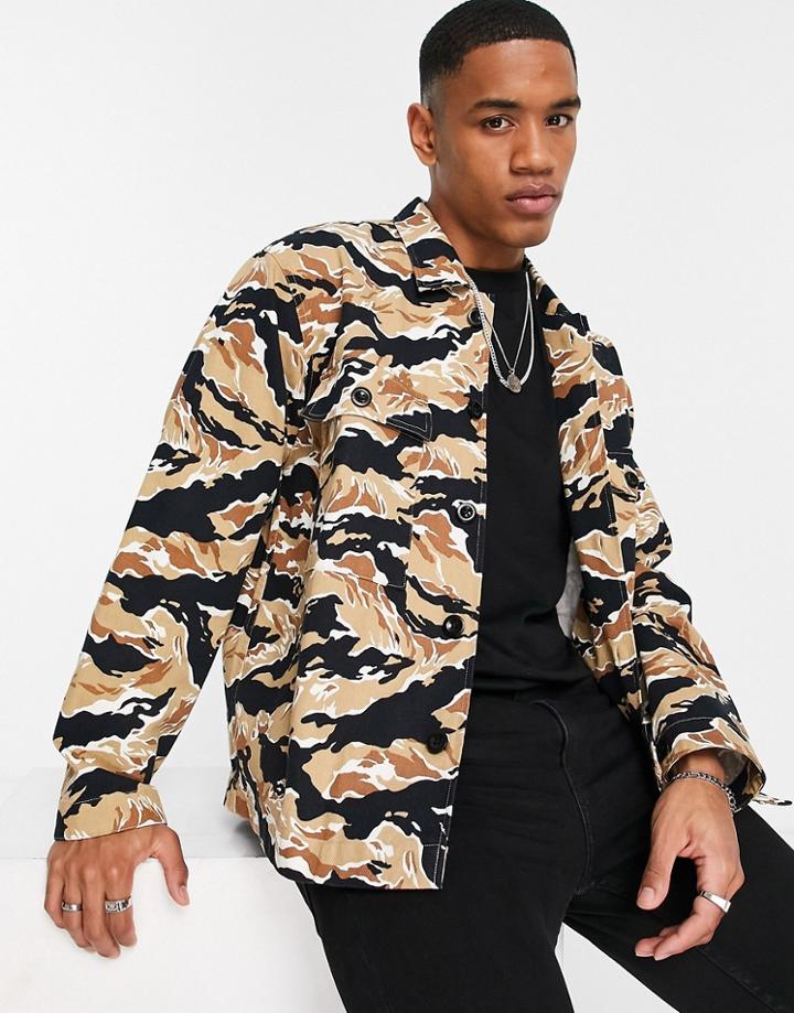 Gant Overshirt Jacket In Denim Camouflage-blues
