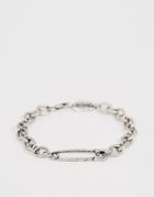 Icon Brand Chain Bracelet With Safety Pin Detail In Silver - Silver