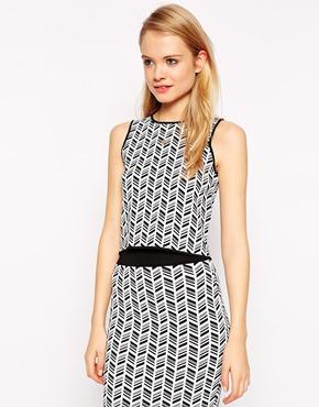Asos Co-ord Structured Knit Sleeveless Top In Mono Pattern - Mono
