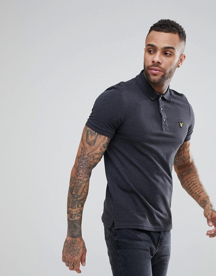 Lyle & Scott Logo Polo Shirt Charcoal Marl - Gray