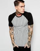 Asos Raglan T-shirt With Vertical Stripe