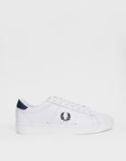 Fred Perry Spencer Leather Sneaker With Logo Crest - White