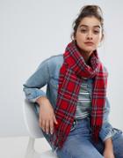 New Look Plaid Scarf - Red