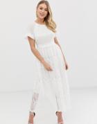 C By Cubic Embroidered Lace Midi Dress-white