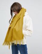 Asos Supersoft Long Woven Scarf With Tassels - Yellow