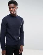 Threadbare Chunky Stitch Knit Sweater - Navy