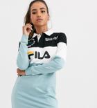Fila Long Sleeve Rugby Shirt Dress In Color Block-multi