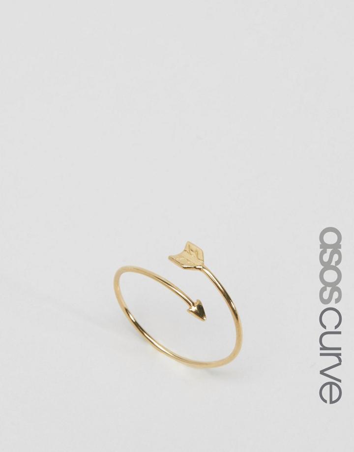 Asos Curve Gold Plated Sterling Silver Arrow Ring - Gold