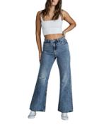 Cotton: On Relaxed Flare Jean In Mid Blue-blues