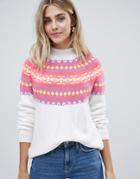 Asos Design Bright Fairisle Sweater - Multi
