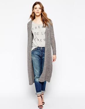 Y.a.s Longline Knit Long Sleeve Cardigan - Light Gray Mealnge