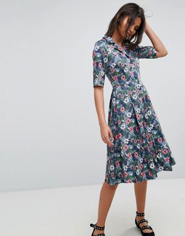 Uttam Boutique Flower Print Button Dress - Multi