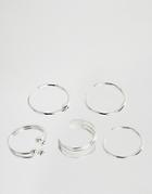 Asos Pack Of 5 Minimal Toe Rings - Silver