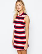 Fashion Union Stripe Dress With Collar And Button Front - Scale Stripe