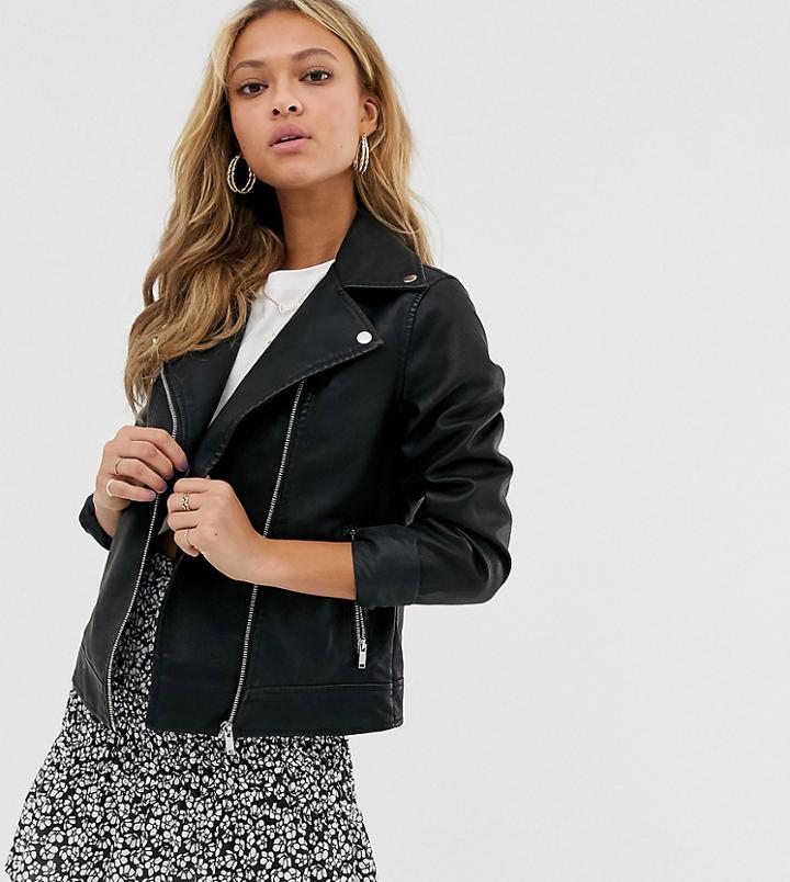 New Look Oversized Biker Jacket In Pu-black