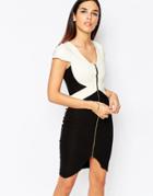 Vesper Sky Pencil Dress With Zip Front - Cream