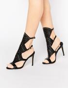 Faith Lopez High Heel High Leg Gladiator Sandals - Black