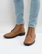 Brave Soul Brogue Boots In Tan - Tan