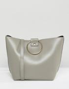 Pieces Bucket Bag With Ring Handles - Gray