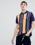 Pretty Green Stripe Pique Polo Shirt In Navy - Navy