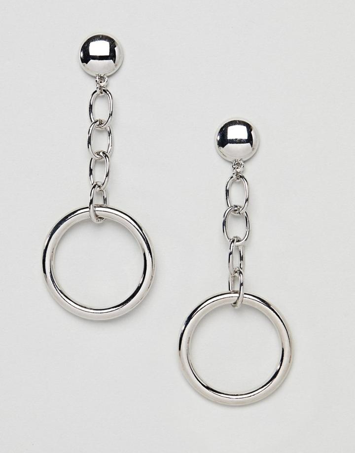 Missguided Stud Chain Drop Silver Earrings - Silver