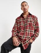 Mennace Oversized Plaid Shirt In Red
