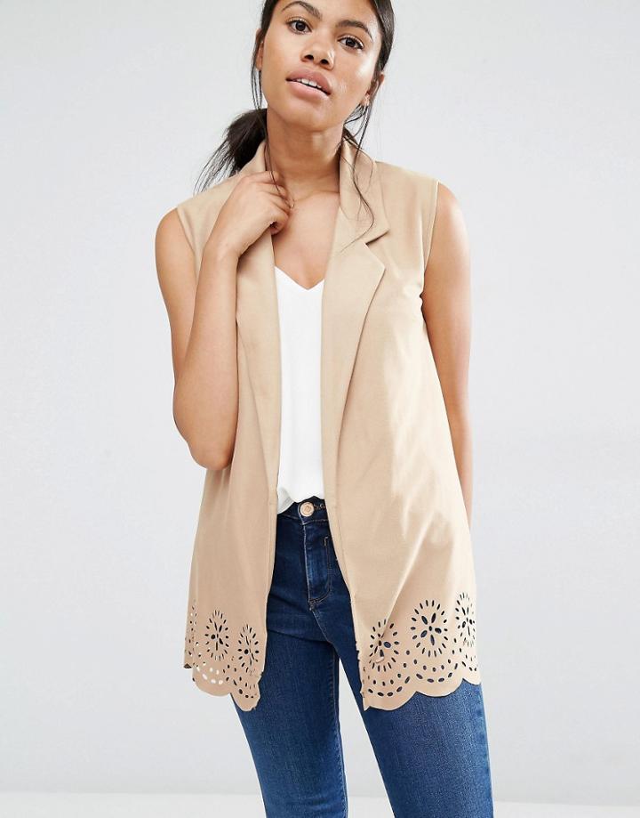 Love Laser Cut Vest - Camel