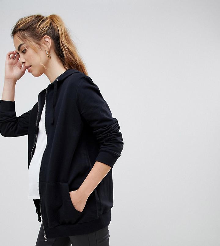 Asos Design Maternity Zip Through Hoodie In Black